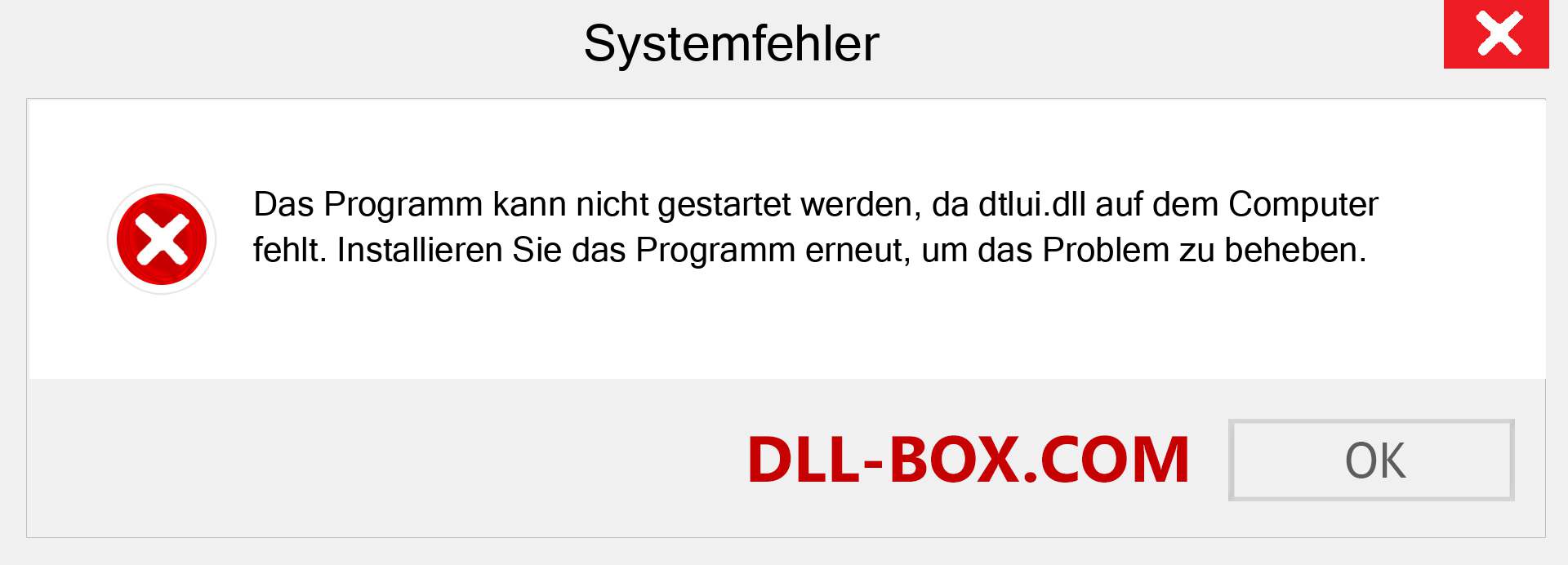 dtlui.dll-Datei fehlt?. Download für Windows 7, 8, 10 - Fix dtlui dll Missing Error unter Windows, Fotos, Bildern