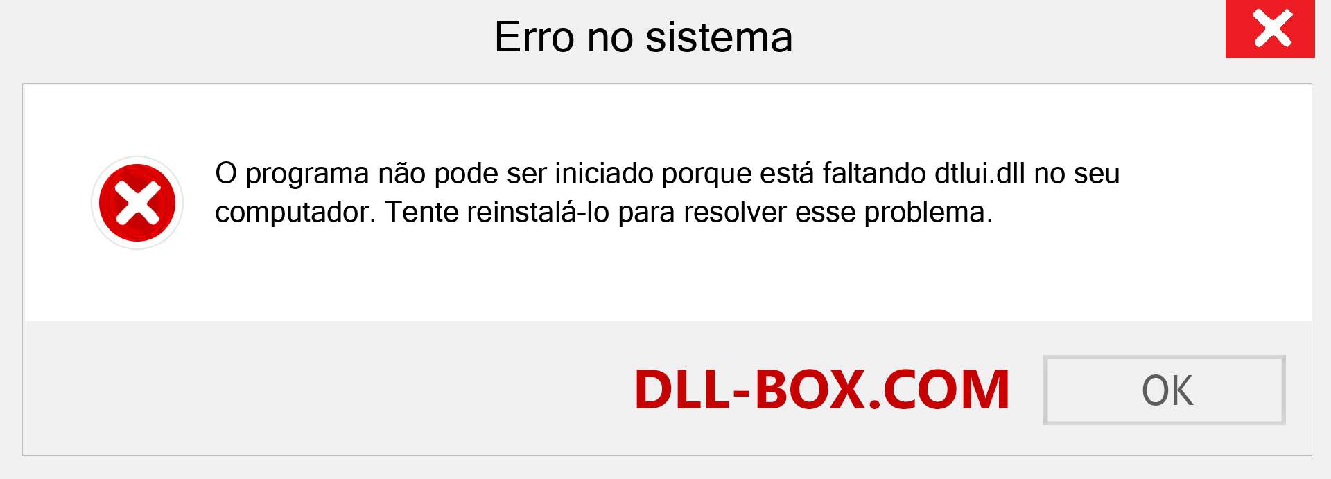 Arquivo dtlui.dll ausente ?. Download para Windows 7, 8, 10 - Correção de erro ausente dtlui dll no Windows, fotos, imagens